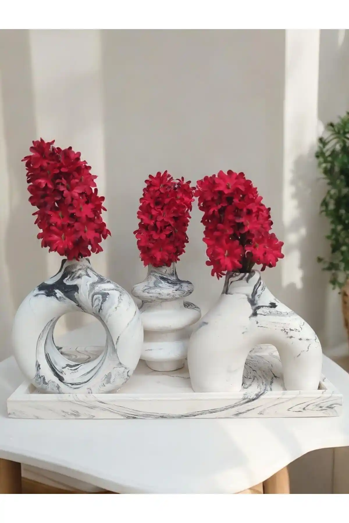 Amaca Yönelik Mermer Desenli Dekoratif Vazo Seti ile Evlerinizi Şık Hale Getirin