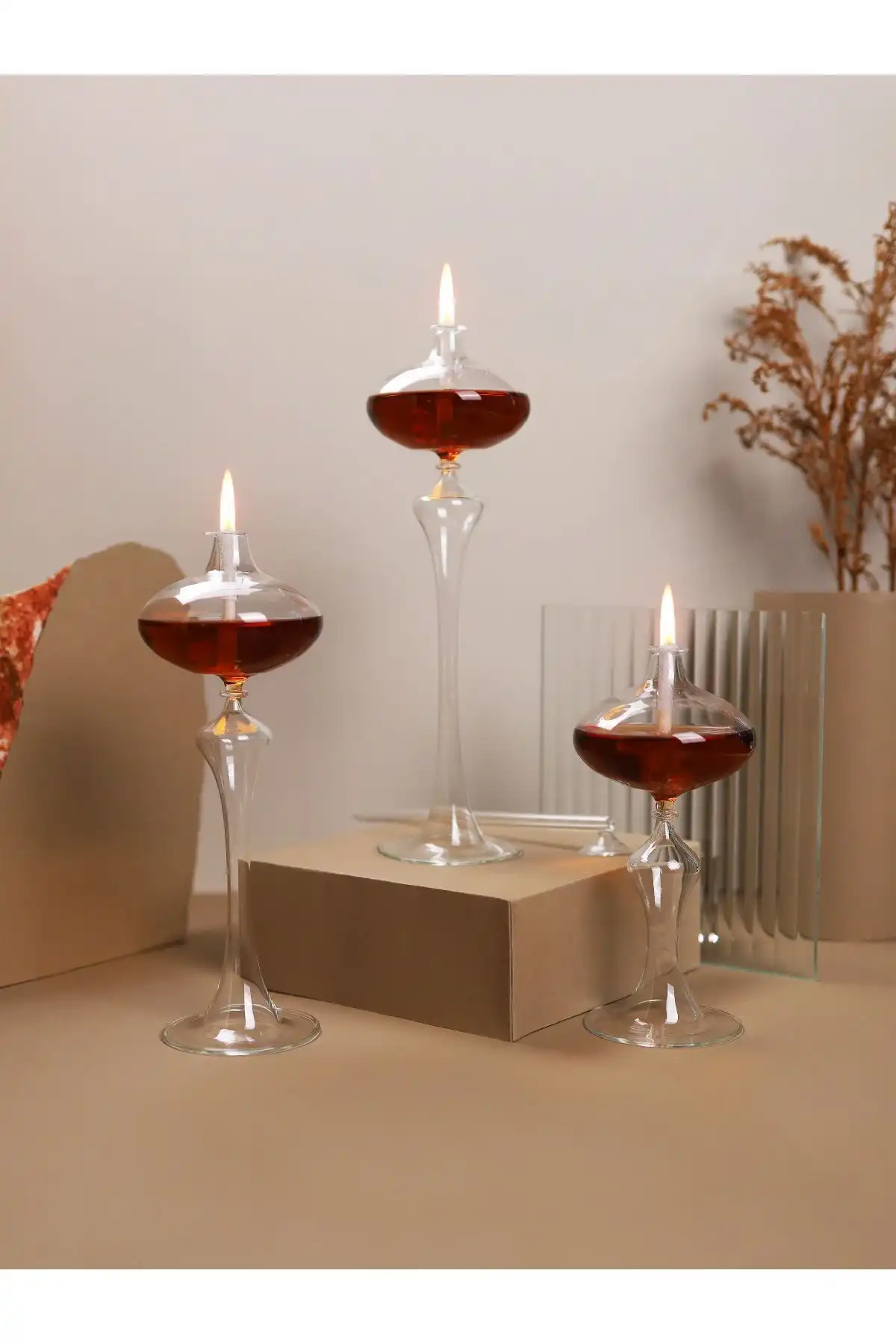 Glassic Cassini Amber Cam Kandil Seti ile Modern Aydınlatma Şıklığını Yakalayın